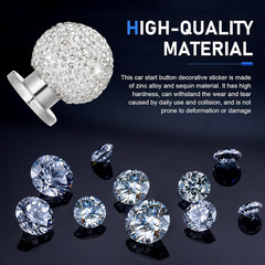 Bling Car Push Start Button Cover, Crystal Rhinestone Auto Ball Engine Start But