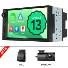 OBD+DVR+Double DIN 7″ IPS Car Stereo Radio Android 13 CarPlay WiFi Head Unit GPS