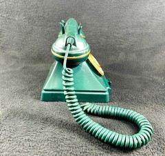 Vintage Desk Telephone Touch Tone Rotary Green Microtel Untested With Drawer