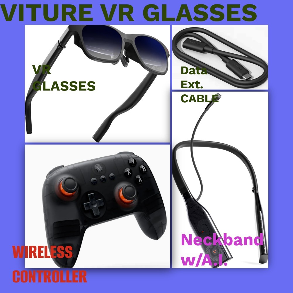 Viture complete VR Setup-Pro XR Smart Glasses/Pro Neckband/Wireless controller