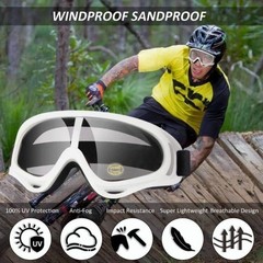 Goggles for ATV, dirt bike, and motocross Color: White/Black Frame+clear Lens