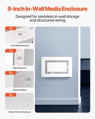 VEVOR Structured Media Enclosure 9 in Recessed in-Wall TV Media Box with Cover