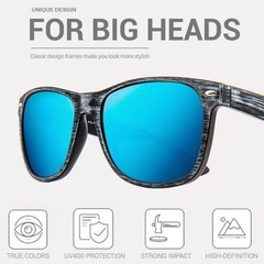 MAXJULI Polarized Fit XL,58mm, B7.gray Wood Grain/Blue Revo (1 Pair)