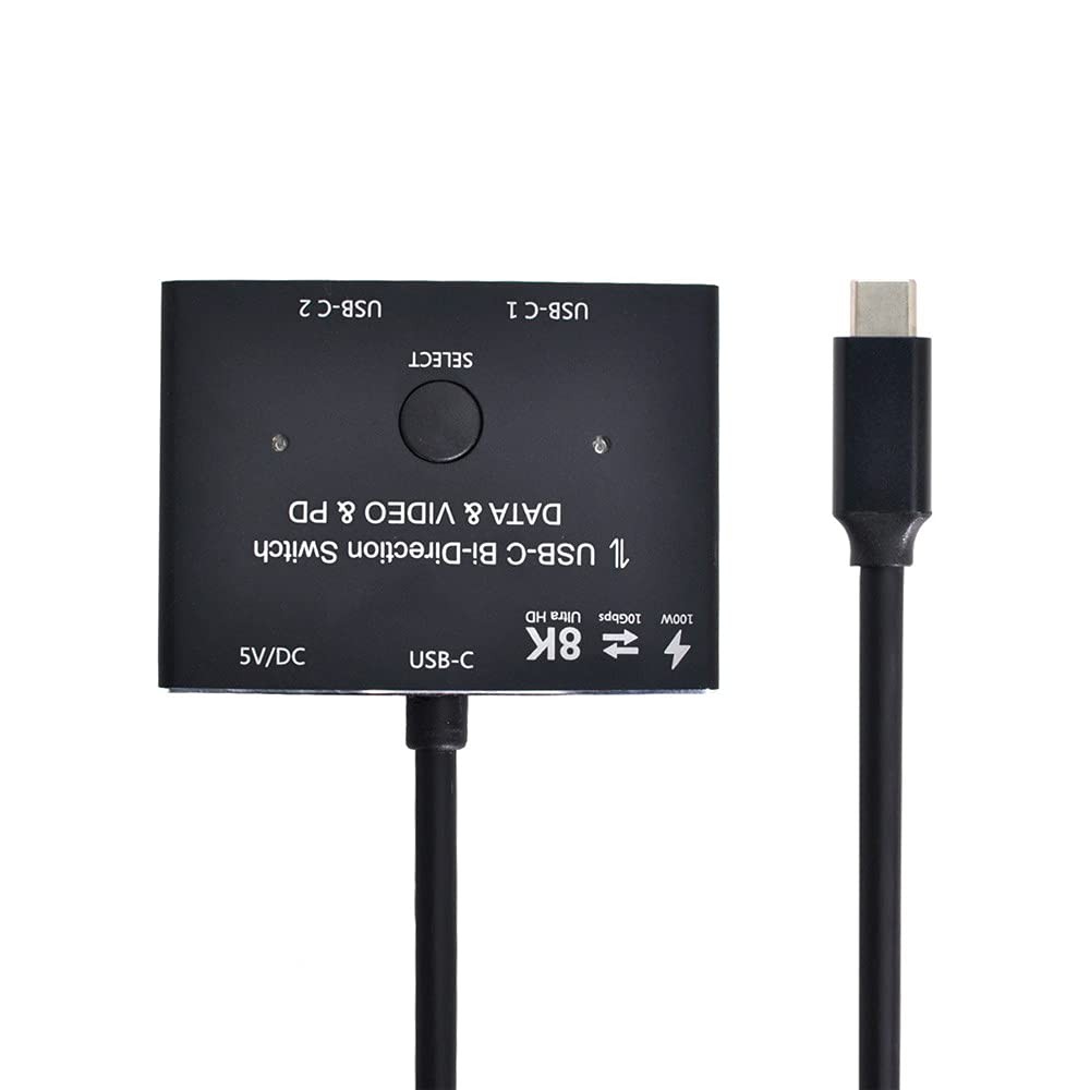 USB–Bi-Direction Switch MST 1 to 2 Hub Video Data PD 8K30hz 100W 10Gbps