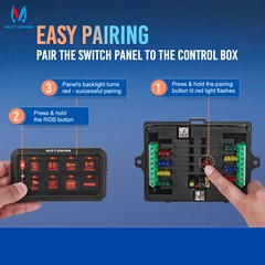 MICTUNING Wireless RGB 8 Gang Switch Panel LED Light Circuit Control Box 12v 24v