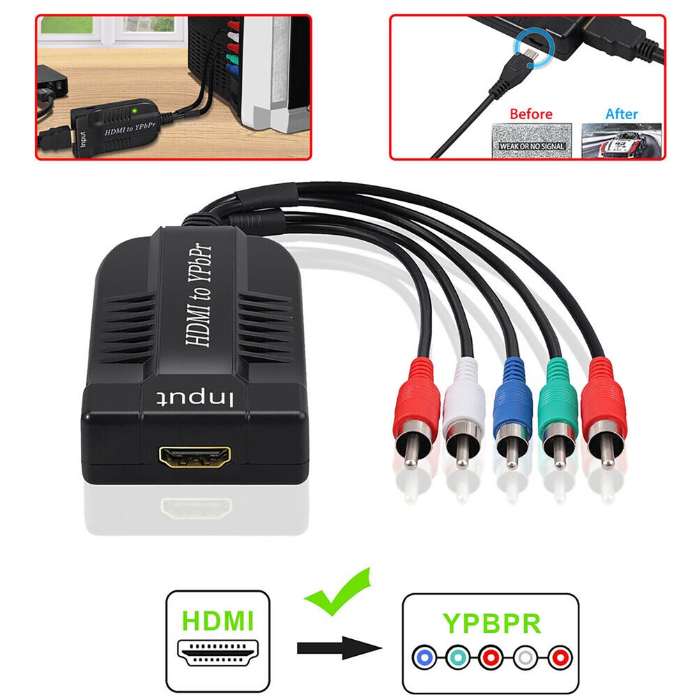 HDMI to 1080P YPBPR Component Video 5RCA RGB Adapter R/L Audio Output