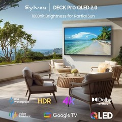 Sylvox 75″ QLED Outdoor TV SMART Google TV Waterproof Apps Dolby Atmos Voice-Con