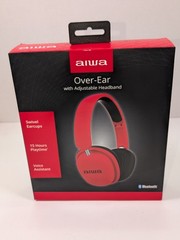 Aiwa Bluetooth Over-Ear Wireless Headphones w/ Adjustable Headband, 15H Playtime
