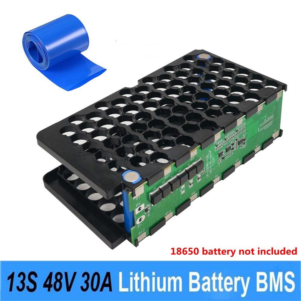 DIY 48V 13S 5P Lithium Battery Box Pack with 48V 30A BMS + Holder & Nickel Kits
