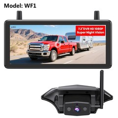 AUTO-VOX RV Wireless IR Backup Camera Plug and Play HD 1080P 7.2″ DVR 3-Channels