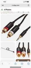 Amzon Basics 3.5mm To 2 Male RCA Adapter Audio Stereo Cable 4ft NEW