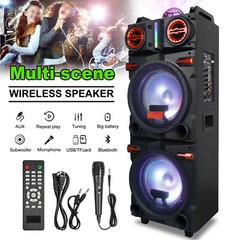 9000W Dual 10″ Subwoofer Portable Bluetooth Party Speaker With Mic Remote Light