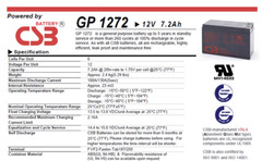 Brand New CSB 12v 7.2Ah Sealed Lead Acid Battery GP1272 F2/0.25″ Terminals