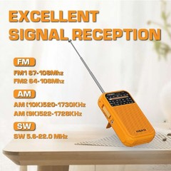 Vibrant Orange D220 Portable Radio – Easy to Use AM/FM/SW Receiver for All Ages