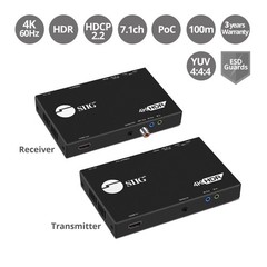 SIIG HDBaseT HDMI Extender 4K 60Hz USB 2.0 KVM RS232 Over CAT5e/CAT6/CAT7 Up to