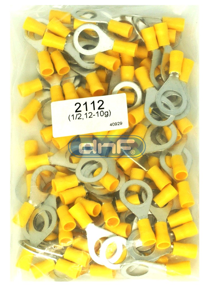 DNF (100 PACK)12-10 GAUGE YELLOW RING TERMINALS ELECTRICAL WIRE CONNECTORS 1/2″