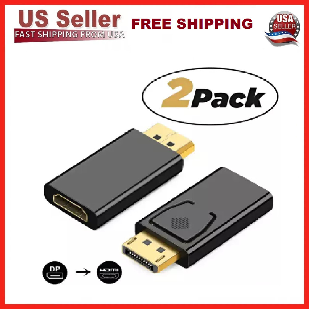 2-Pack DisplayPort to HDMI Adapter Converter Display Port DP Male to HDMI Female
