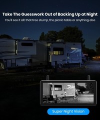 AUTO-VOX RV Wireless IR Backup Camera Plug and Play HD 1080P 7.2″ DVR 3-Channels