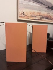 Vintage Realistic Bookshelf Speakers with Lattice Grills – Painted Coral- TESTED