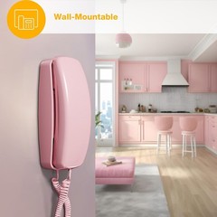 Pink Corded Trimline Princess Phone Easy Wall Mount Speed Dial Last Number Re…