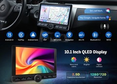Android 10.1″ QLED 8+128 Double DIN Car Stereo Apple CarPlay GPS Screen Rotation