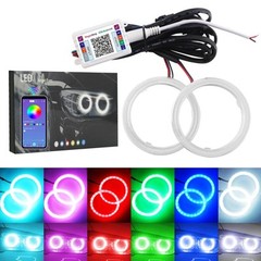 Qasimled 1-Pair 70Mm 72Smd Cob Rgb Led Halo Ring Angel Eyes Universal