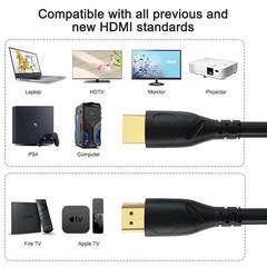 HDMI Cable 4K High Speed Cord 3 10 12 15 25 30 40 50 75 100 FT 2160P HDTV