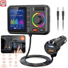 Bluetooth 5.0 Car Wireless FM Transmitter Adapter USB PD Charger AUX Hands LOT