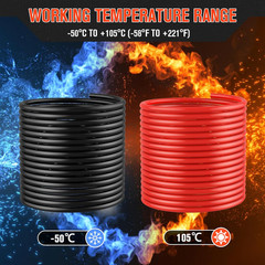 6 Gauge Wire 20Ft Black + 20Ft Red Pure Copper | 6 Gauge Battery Cable for Auto,