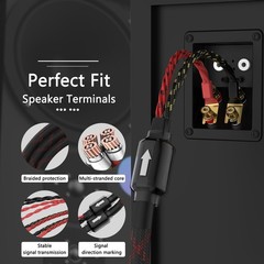 Tertullus 1 Pair Hifi 2.5M/8.20Ft Ofc Speaker Cable Banana To Spade Plugs 4
