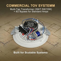 Herdio 4 Pack 6″ 70V Commercial Ceiling Speaker High-Fidelity Audio Wide Sound