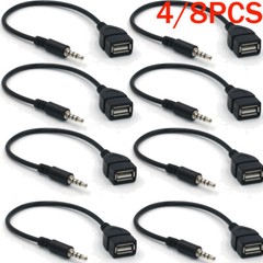 4/8PCS 3.5mm Male Audio AUX Jack to USB 2.0 Type A Female OTG Converter Adapter