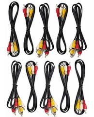 10 Pack Of RCA Composite AV Cable │3 RCA Male to 3 RCA Male │3FT Long