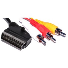 1x 1.5m Scart Male to RCA Triple 3 x Phono Composite Audio Video Adapter Cable