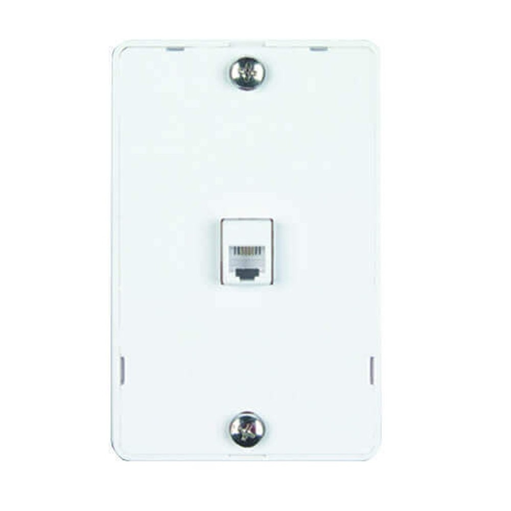 1-Port Quick Mount RJ11 6P4C Wall Hanging Telephone Phone Plate Jack – White