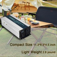 1200W Pure Sine Wave Inverter Power Converter 12V to 120V Truck Camp Car RV Home
