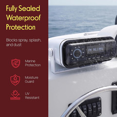 Pyle Water Resistant Marine Stereo Cover – Smoke Colored Heavy Duty Boat Radio P