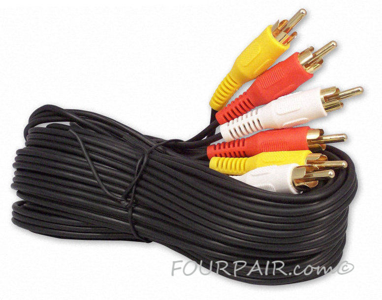 15ft 3-RCA Red White Yellow Composite Stereo Audio Video AV Cable Cord VCR DVD