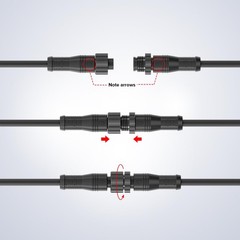 4 Core 4 Pin IP68 Y Shape 1 Male To 2 Female Splitter Connector 20AWG 15mm Nut