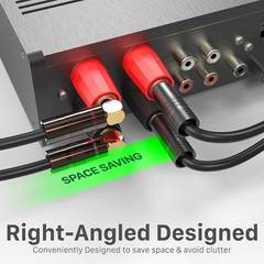 FosPower Dual Screw Gold Plated Speaker Cable Connector Right Angle Banana Plug