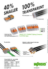 100 pcs WAGO 221-412 COMPACT Splicing Connectors 2 pole Lever Nuts FREE SHIPPING