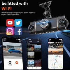4 Channel Wifi Dash Cam 1080P HD Driving Recorder G-Sensor Car Front+Rear Camera
