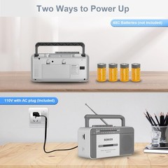 Retro Cassette Player Recorder Boombox with AM/FM Radio Stereo, AC or Battery…