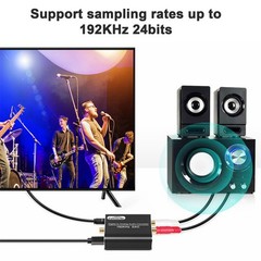 192kHz High-Resolution DAC Toslink/Coaxial to RCA Adapter 20Hz-20kHz Response
