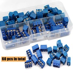 60pcs 2 Pin & 3 Pin 5mm/0.2inch Pitch PCB Mount Screw Terminal Block Connector