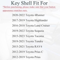 Smart Key Fob Shell Case Replacement Fits for Toyota Tacoma Tundra RAV4 Prius