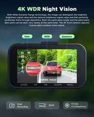 Lamtto 4K WiFi Dash Cam UHD 2160P+1080P Front and Rear Dual Lens Car DVR Camera
