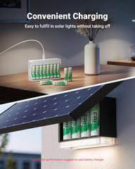 **12 Pack Solar AA Rechargeable Batteries 1300mAh NiMH 1.2V for Outdoor Solar Li