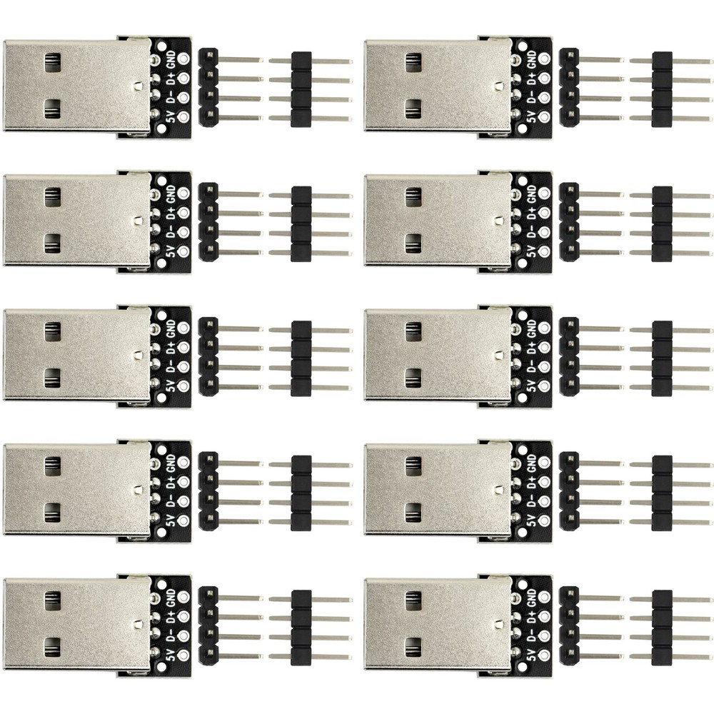 10 PCS USB 2.0 Type A Male To DIP Breakout Board Adapter 4 Pin 2.54mm Pitch