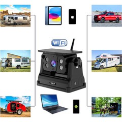 Wireless WiFi Solar Panel Battery Hitch Backup Camera Magnetic For iOS Android